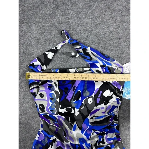 Swim Solutions One Piece Swimsuit Multicolor Tummy Control Womens 14 NWT - Picture 10 of 10